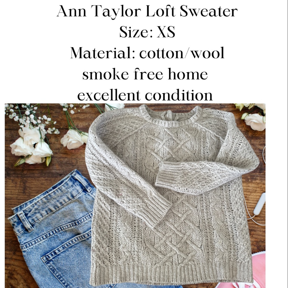 Ann Taylor Loft Sweater Khaki/Beige/Cream Classy XS